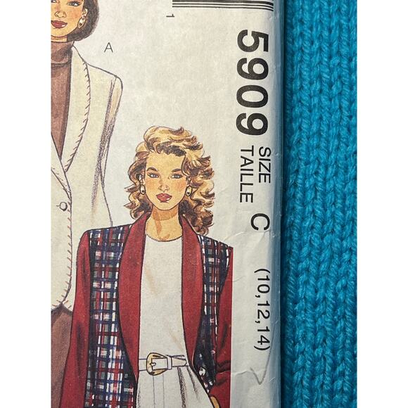 McCalls 5909 boxy blazer boyfriend 1980s pattern size 10 12 14 - Picture 2 of 5